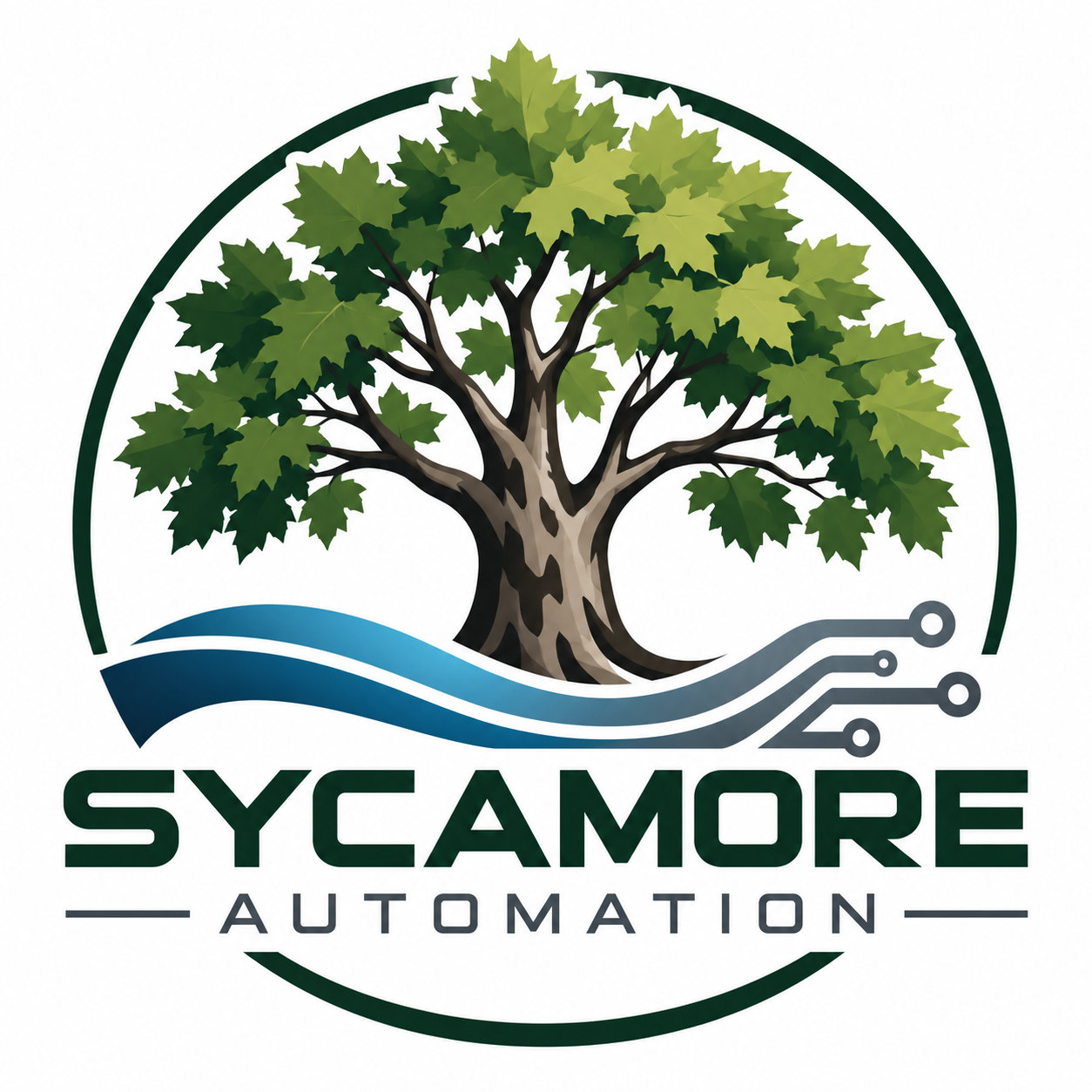 Sycamore Automation tree and circuitry logo